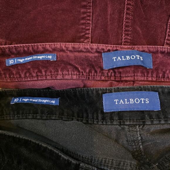 Lot of 2 Talbots Corduroy High Waist Straight Leg Pants Size 10 Burgundy Black - Picture 5 of 6